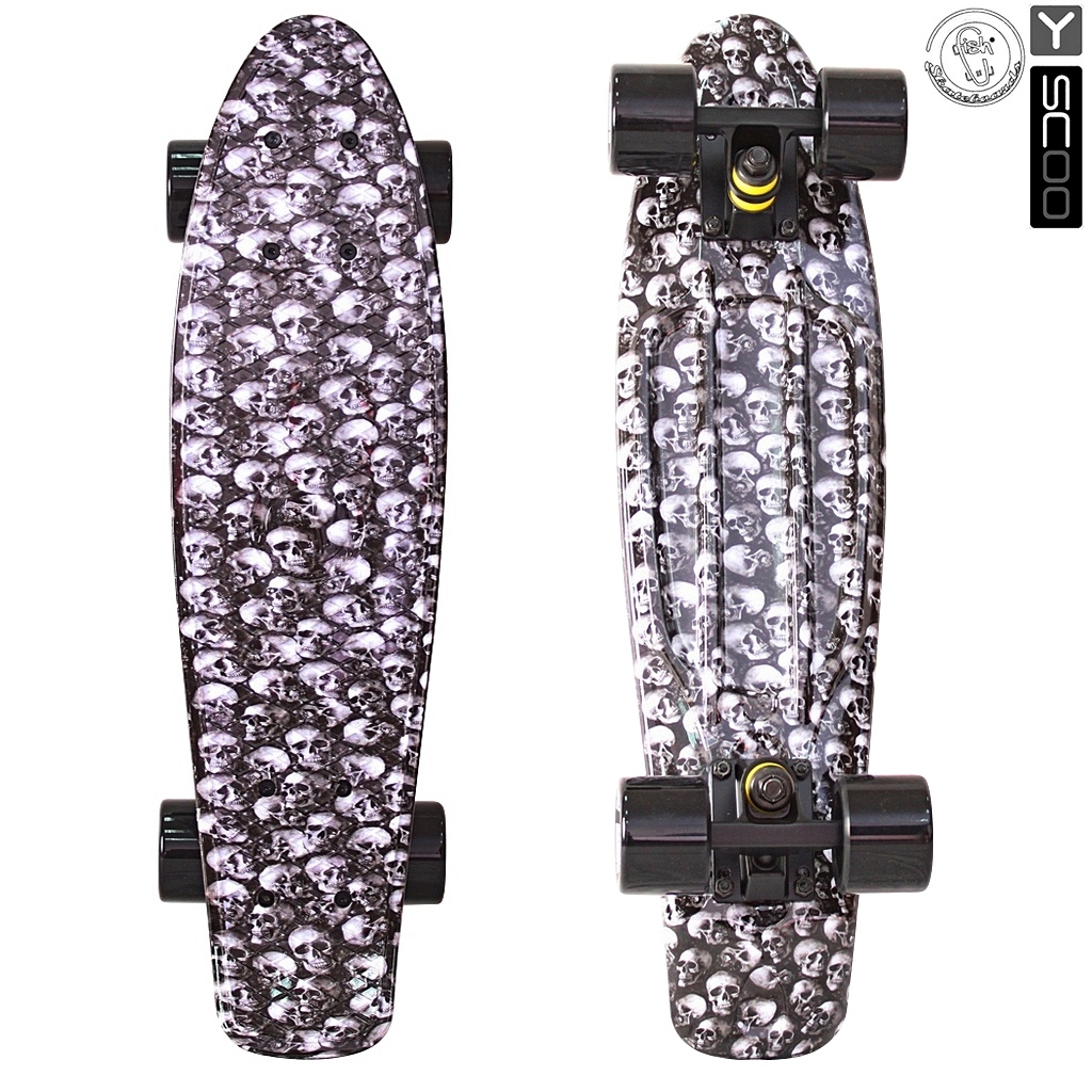 Скейтборд виниловый Y-Scoo Fishskateboard Print 22 401G-Sc с сумкой, дизайн Черепа Скейтборд виниловый Y-Scoo Fishskateboard Print 22 401G-Sc с сумкой, дизайн ЧерепаДетские скейтборды<br>Скейтборд виниловый Y-Scoo Fishskateboard Print 22 401G-Sc с сумкой, дизайн Черепа<br>