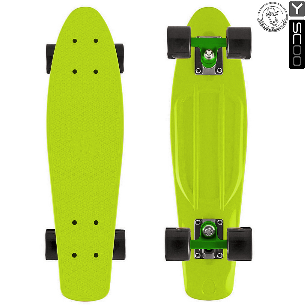 Скейтборд виниловый Y-Scoo Fishskateboard 22 401-L с сумкой, зеленый Скейтборд виниловый Y-Scoo Fishskateboard 22 401-L с сумкой, зеленыйДетские скейтборды<br>Скейтборд виниловый Y-Scoo Fishskateboard 22 401-L с сумкой, зеленый<br>