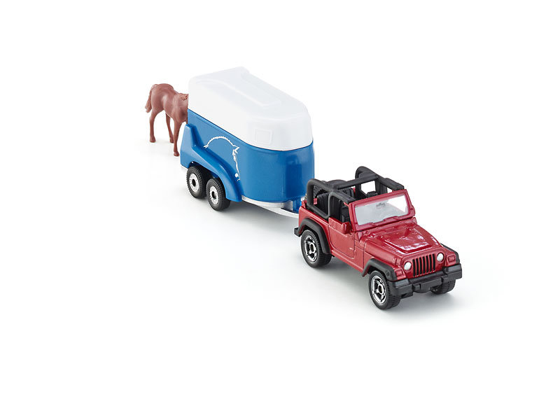 Игрушечная модель - Джип с трейлером для перевозки лошадей  