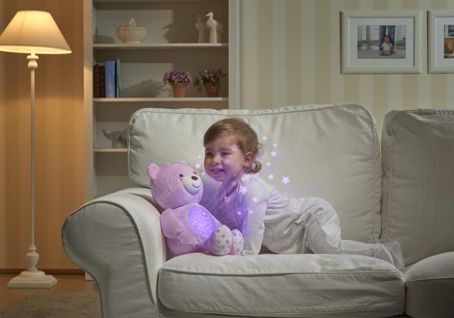 Мягкая игрушка-проектор – Музыкальный мишка, розовый, свет и звук  