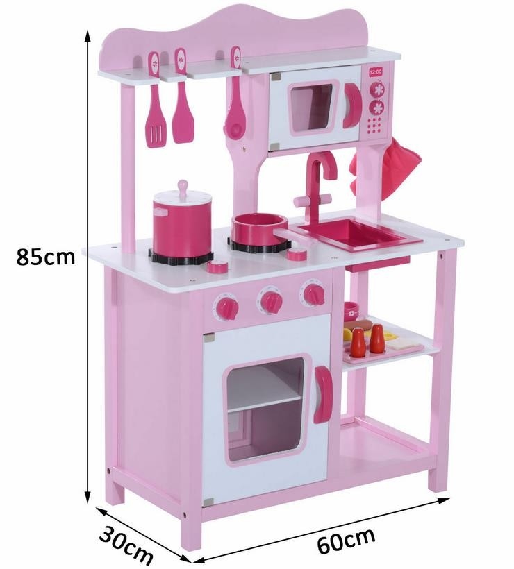 Кухня деревянная - Фьюжн, розовый, с аксессуарами  