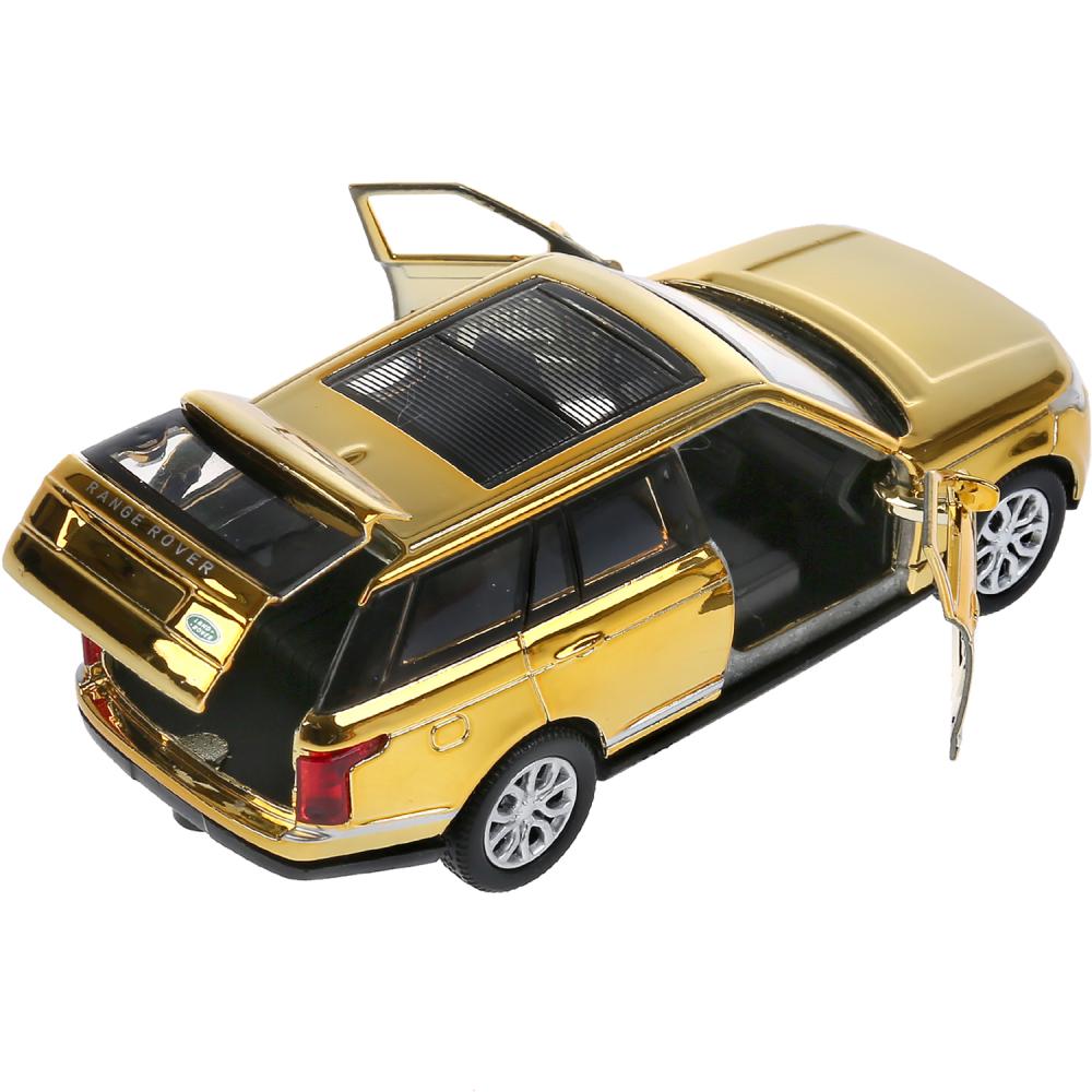 Машина Range Rover Vogue хром 12 см золотая двери открываются металлическая инерционная  