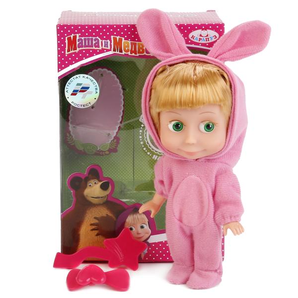 Интерактивная кукла Маша и Медведь – Маша в костюме зайца, 15 см, звук sim) 