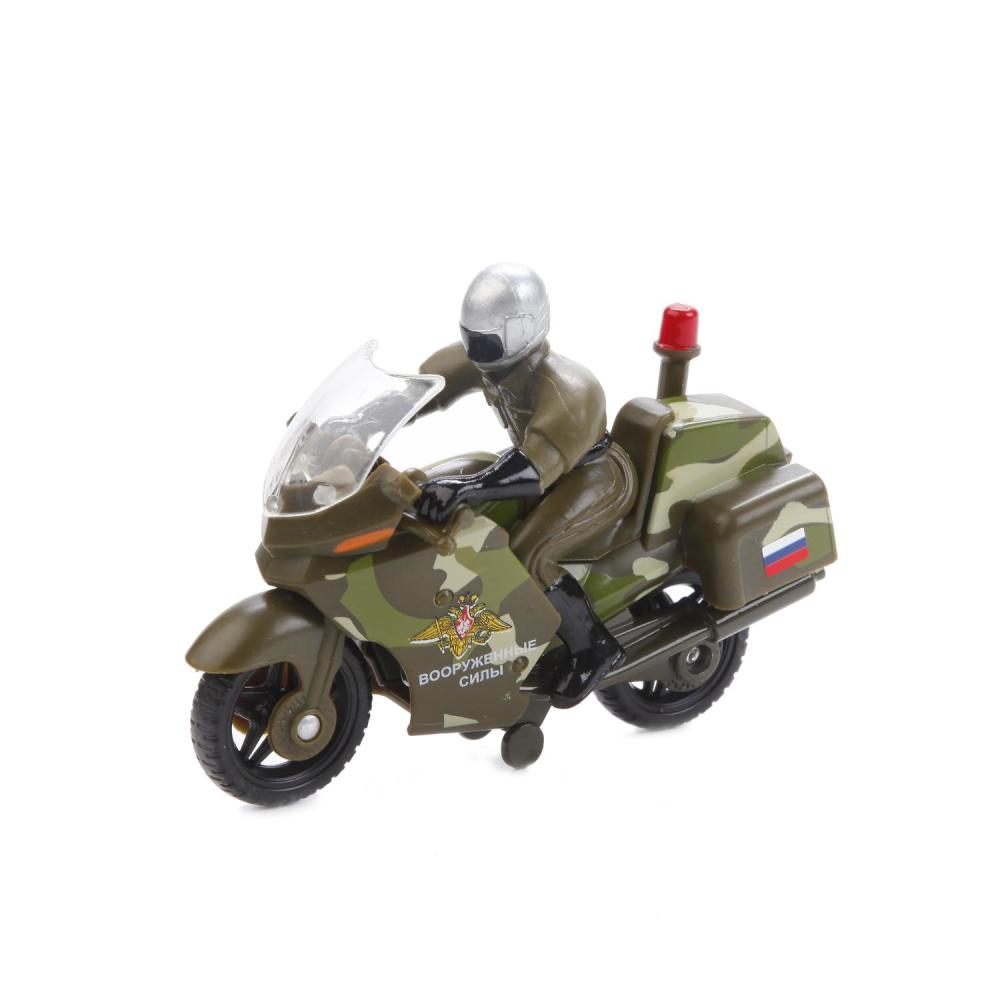 Мотоцикл Полиция/Военный металлический 10 см, с фигуркой, на блистере   