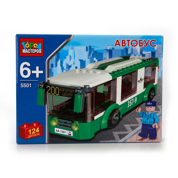 Конструктор – Автобус, 124 детали Конструктор – Автобус, 124 деталиГород мастеров<br>Конструктор – Автобус, 124 детали<br>