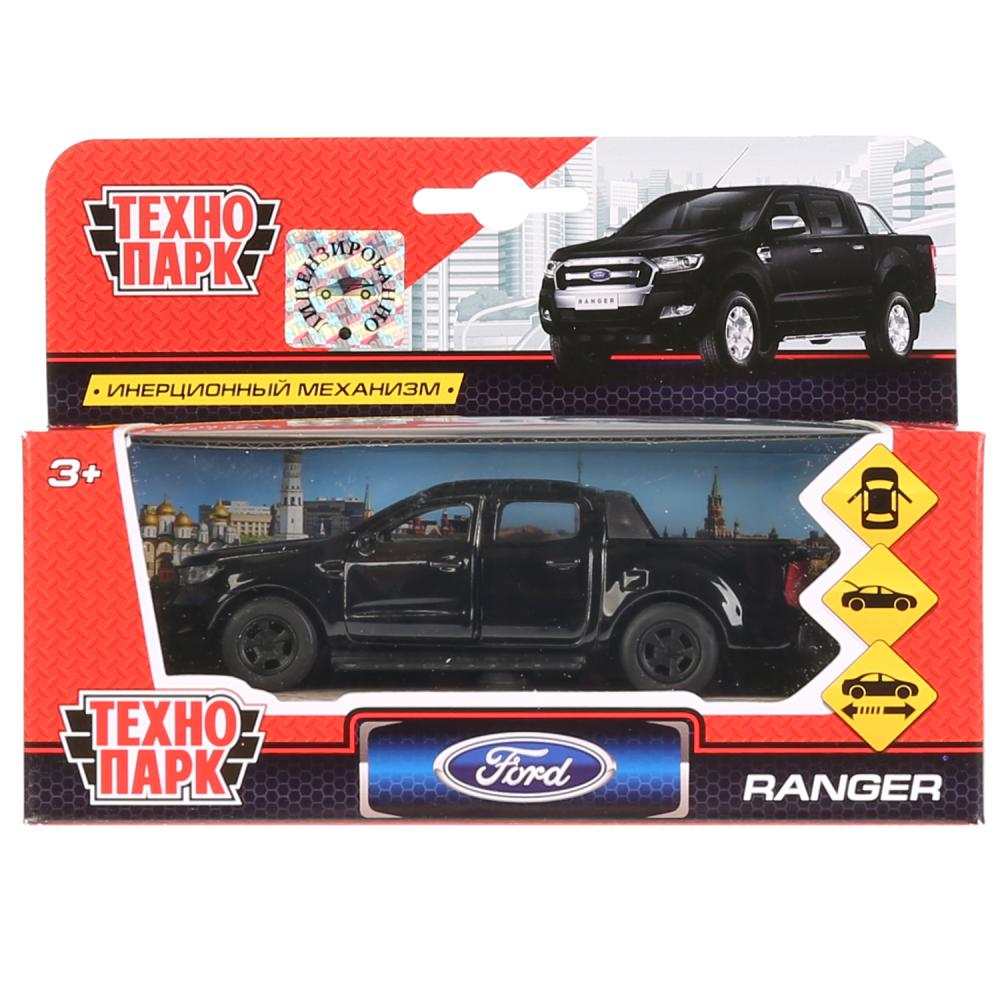 Модель Ford Ranger пикап, черный, 12 см, открываются двери, инерционный  