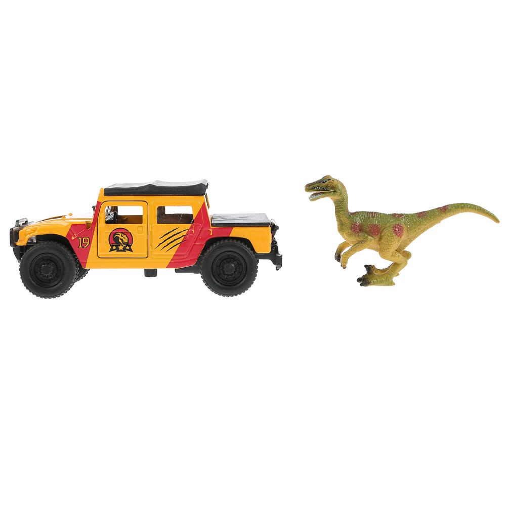 Машина Hummer h1 пикап, 12 см и динозавр 9 см металлическая инерционная  