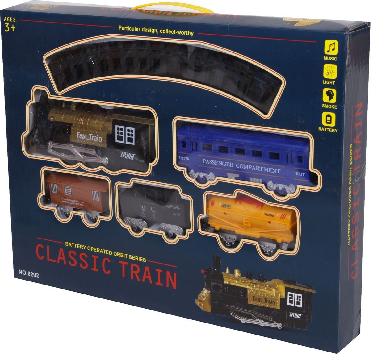 Железная дорога со световыми, звуковыми эффектами и дымом – Classic train  