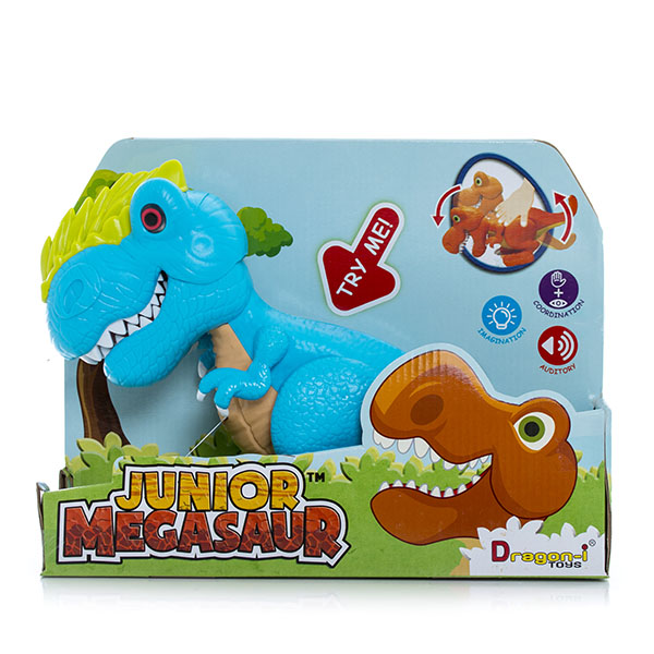 Игрушка Junior Megasaur - Динозавр, голубой, свет и звук  