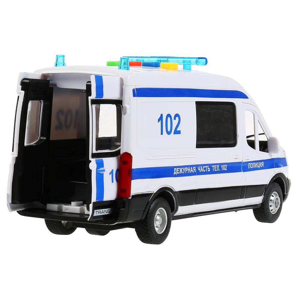 Полицейский фургон - Ford Transit инерционный, открываются двери, 22,5 см, свет и звук  