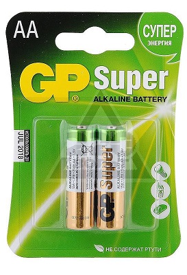 Батарейки GP Super, типоразмер АА LR-6, пальчиковые, 2 штуки