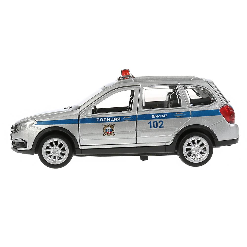 Модель автомобиля - Lada granta cross 2019 полиция, инерционная, белая, 12 см  
