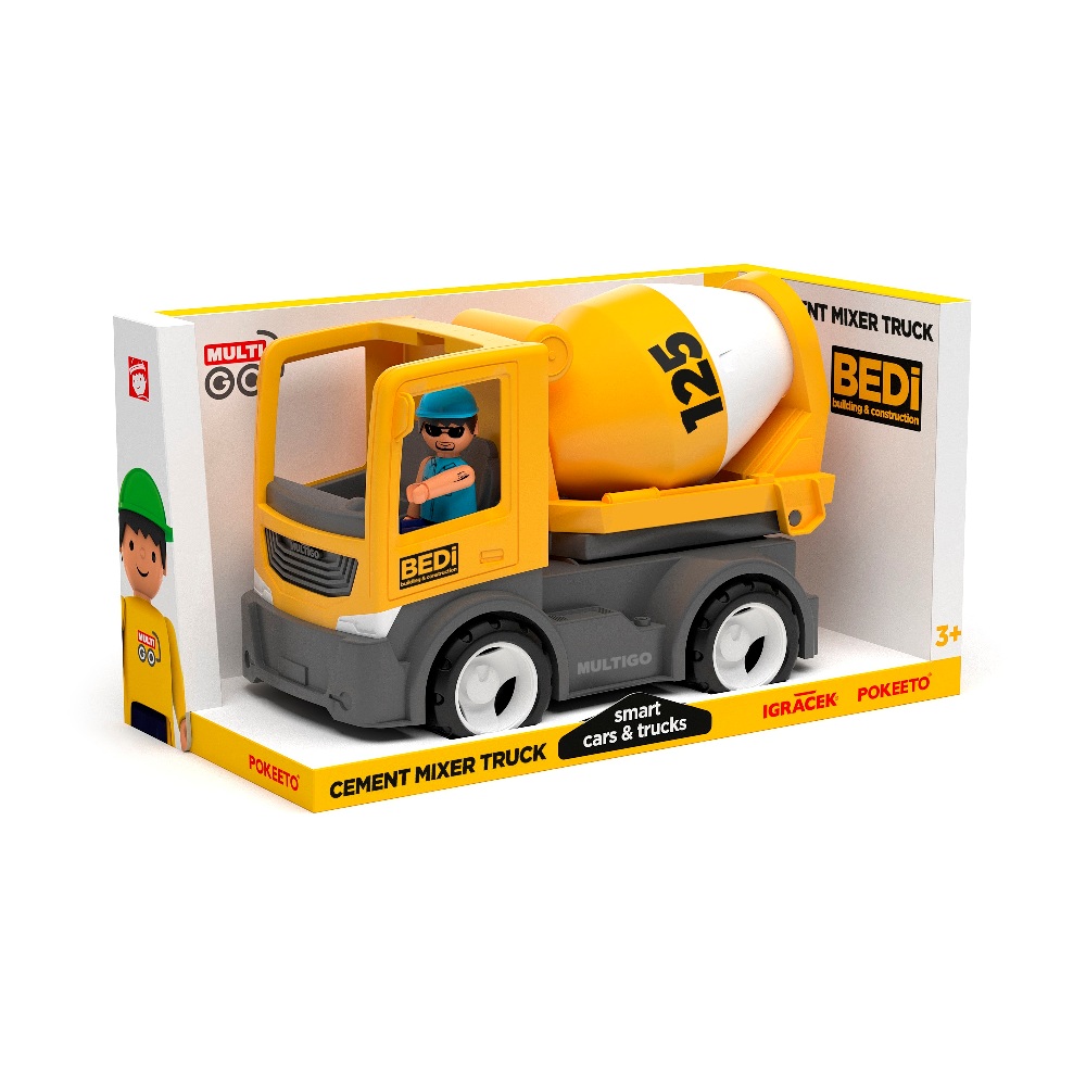 Строительный грузовик-бетономешалка с водителем, 22 см  