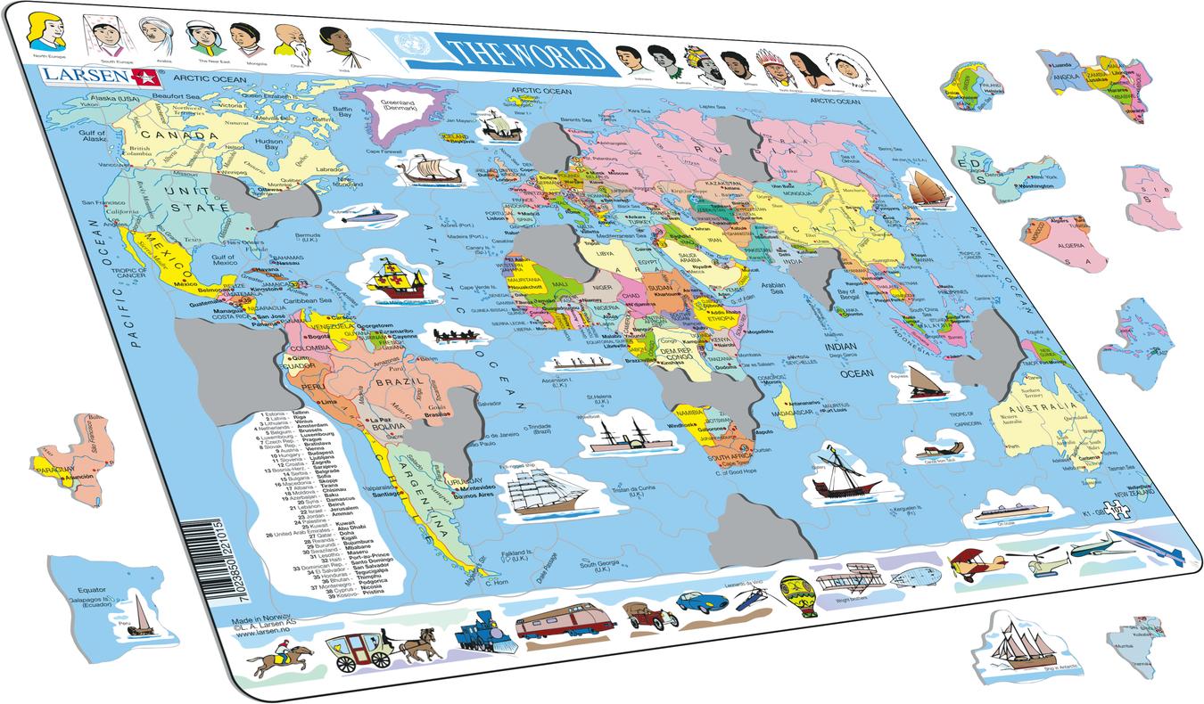 Пазл - Карта мира, 107 элементов, русский  