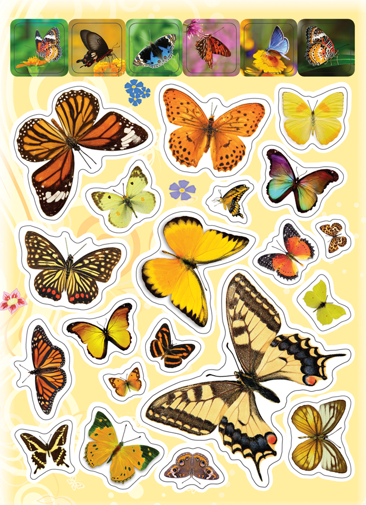 Наклейки – Бабочки, 100 наклеек  