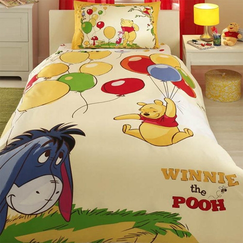 Детский двусторонний полуторный комплект белья Disney WINNIE BALLOON
