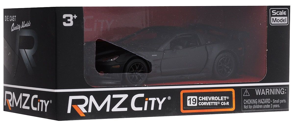 Машина металлическая Chevrolet Corvette С6-R , Rmz City, 1:32, инерционная, серый матовый  