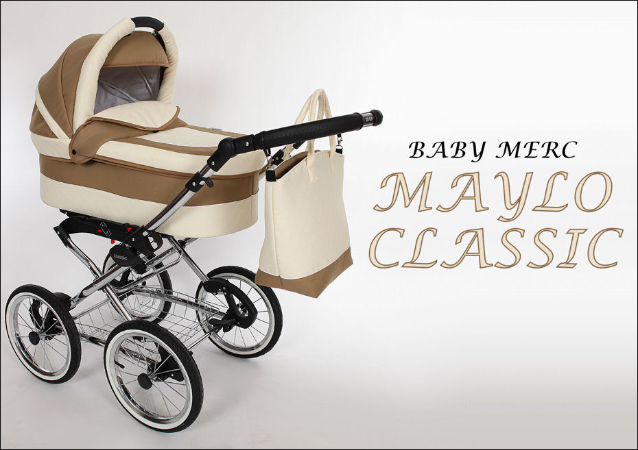 Коляска Baby-Merc Maylo Classic 2 в 1, красно-черная  
