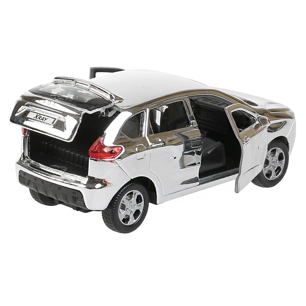 Инерционная металлическая модель - Lada Xray хром, 12 см, цвет серебристый  