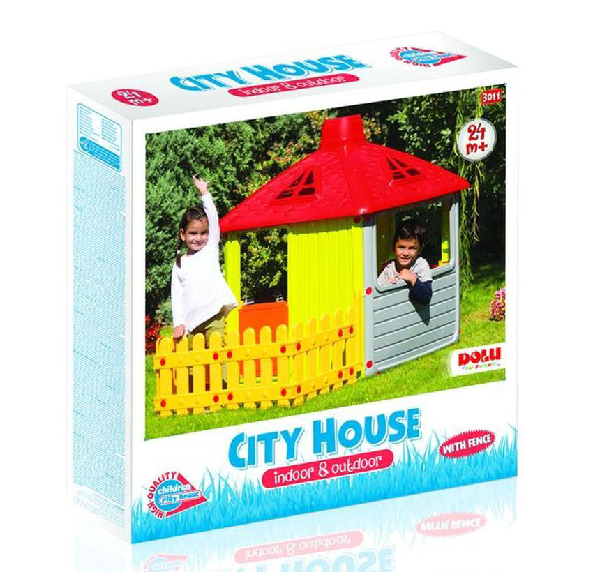 Игровой домик для улицы - Городской дом с ограждением  