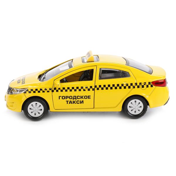 Машина металлическая Kia Rio Такси 12 см, открываются двери и багажник, инерционная  