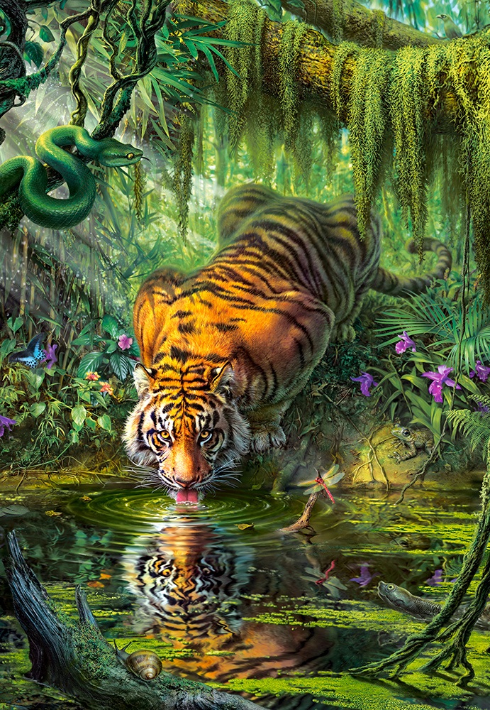 Пазлы Castorland - Тигр в джунглях, 1000 элементов  