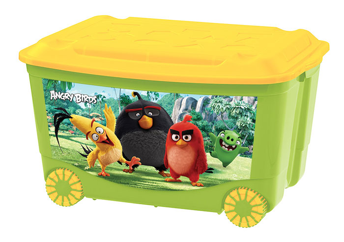 Ящик для игрушек на колесах с аппликацией - Angry Birds Ящик для игрушек на колесах с аппликацией - Angry BirdsКорзины для игрушек<br>Ящик для игрушек на колесах с аппликацией - Angry Birds<br>