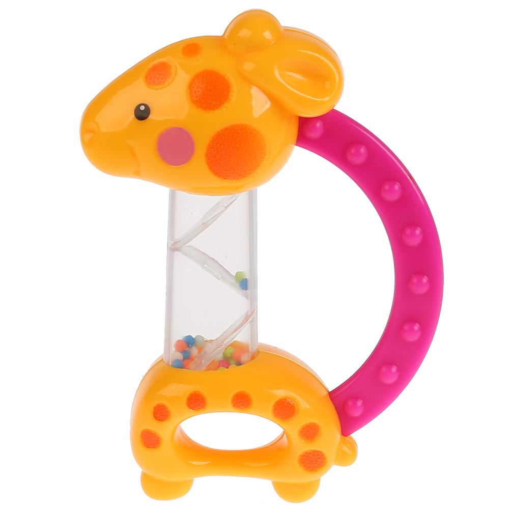 Развивающая игрушка погремушка Жираф с прорезывателем, разные цвета   