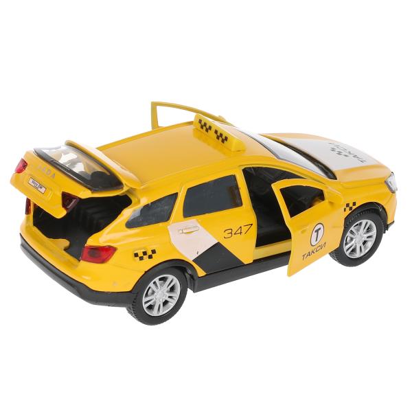 Машина Такси Lada Vesta SW Cross свет-звук 12 см двери и багажник открываются инерционная металлическая  