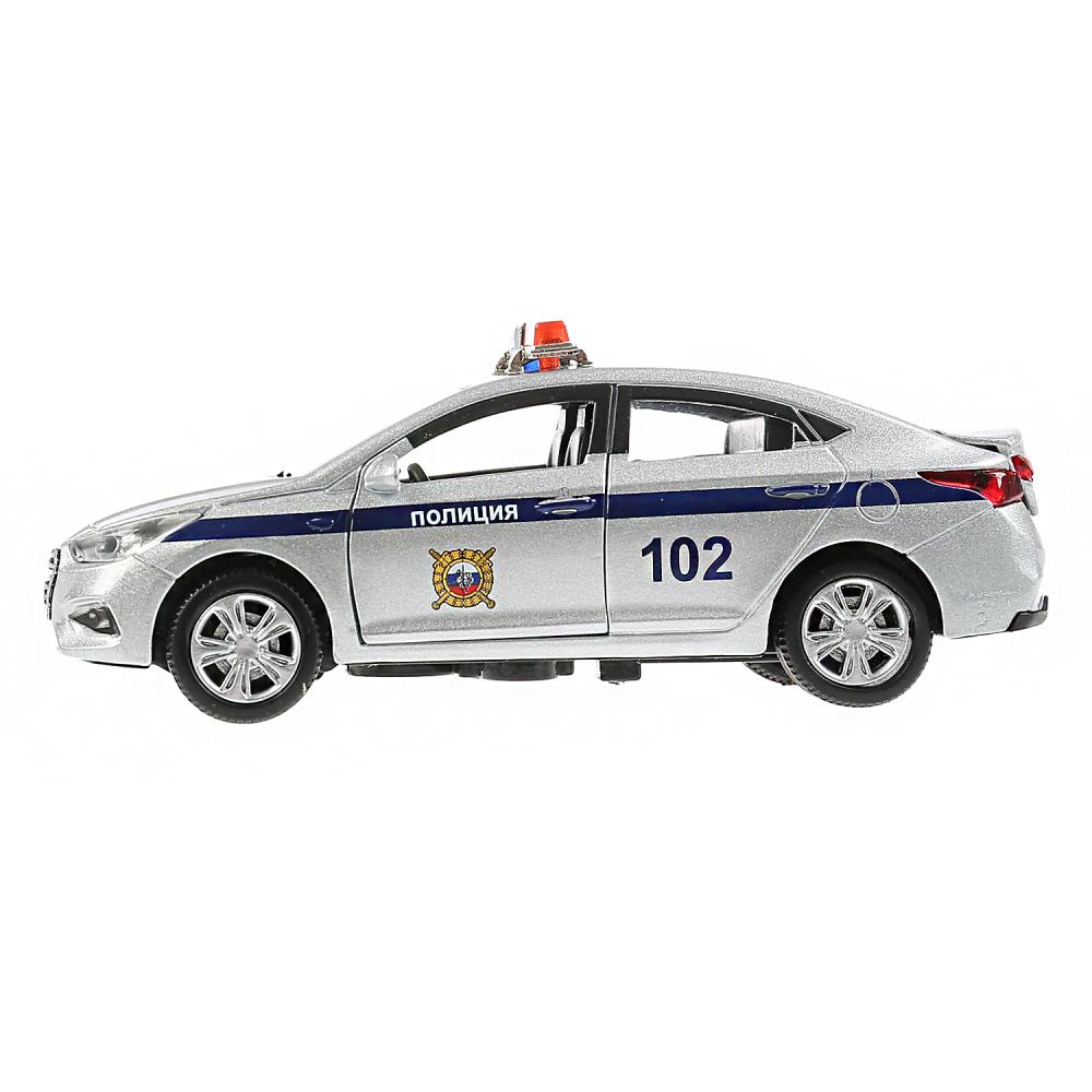 Машина Hyundai Solaris - Полиция, 12 см, свет-звук инерционный механизм, цвет серебристый  