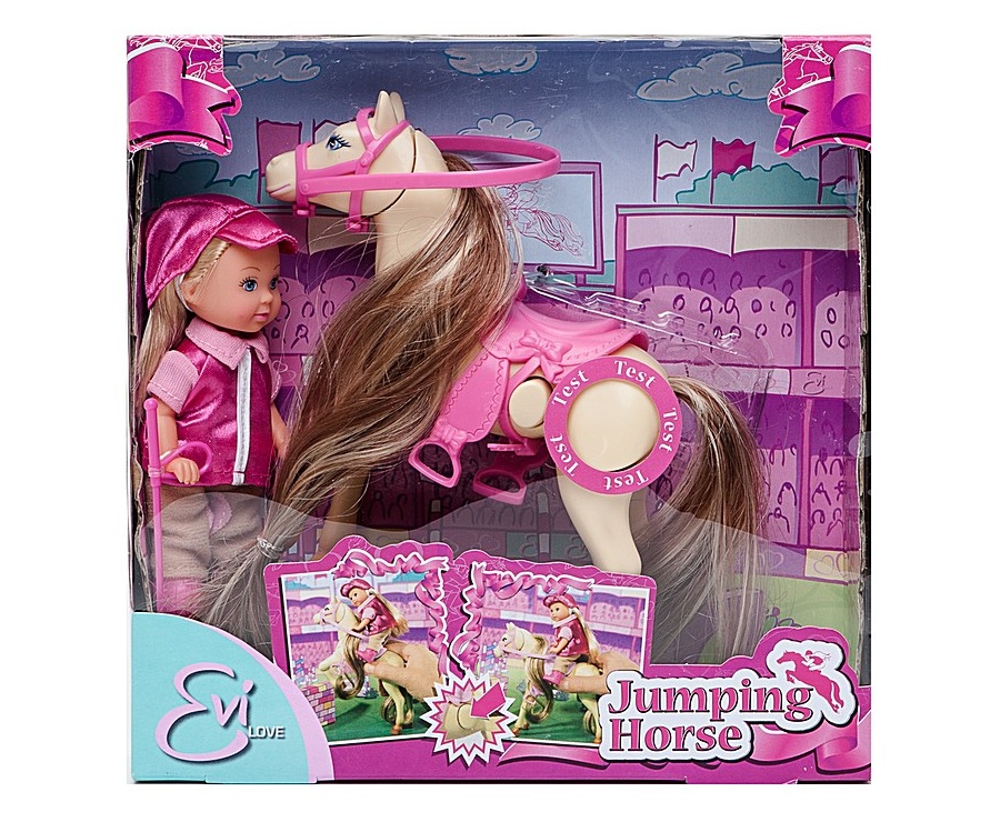 Кукла Еви на прыгающей лошади  
