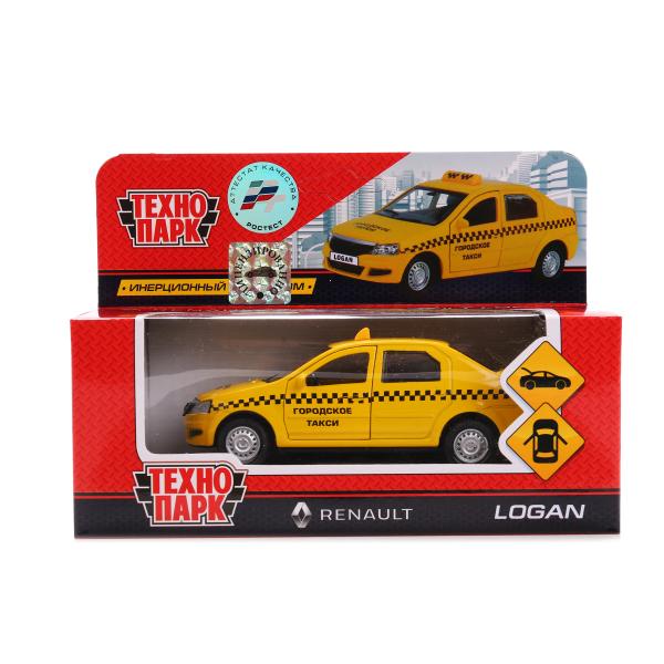 Металлическая инерционная машина - Renault Logan – Такси, 12 см  