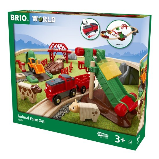 Игровой набор - Сельское поселение с поездом, погрузчиком сена, бульдозером, домашними животными  