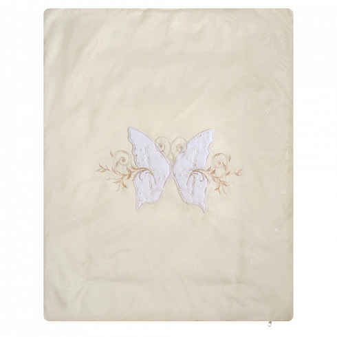 Набор в люльку 6 предметов: одеяло, подушка, пододеяльник, простыня, наволочка, матрас - Butterflies, бежевый  