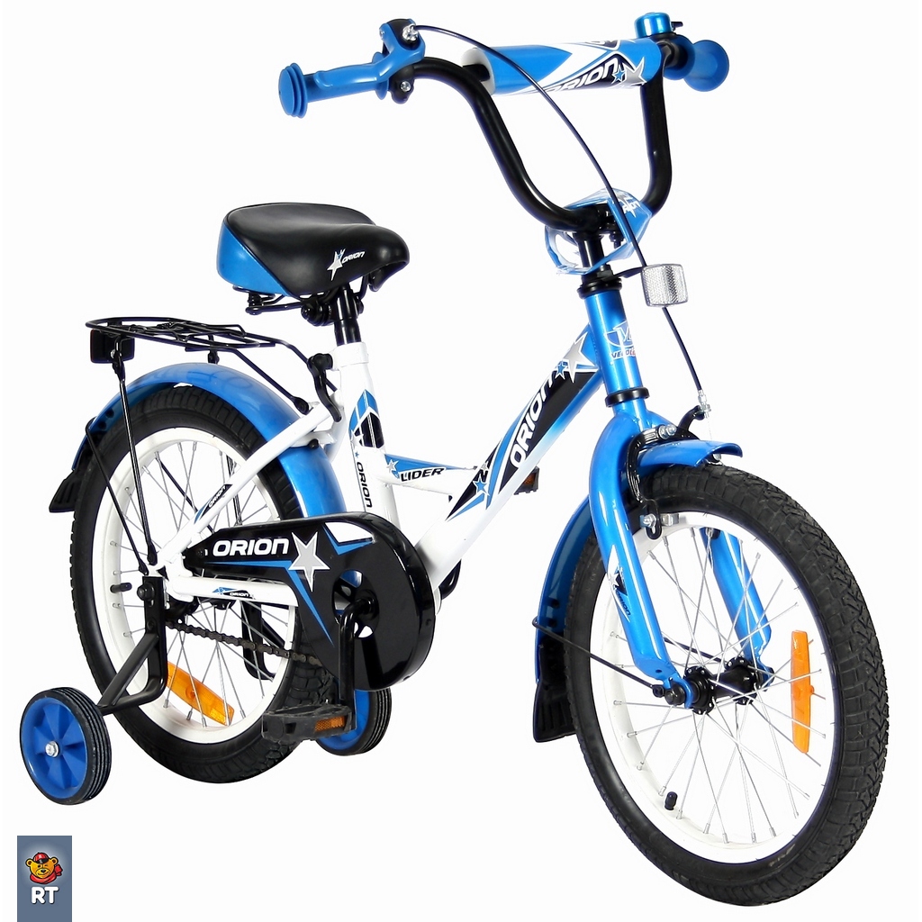 Двухколесный велосипед Lider Orion диаметр колес 16 дюймов, белый/синий  