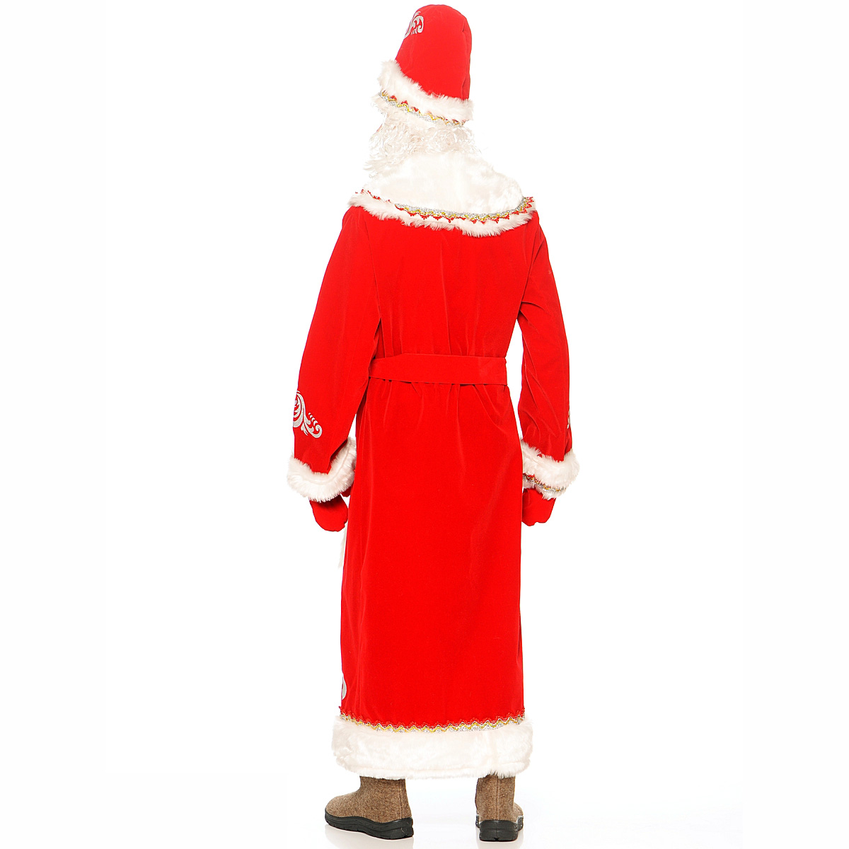 Костюм карнавальный взрослый - Дед Мороз с аппликациями, красный, размер 54-56  