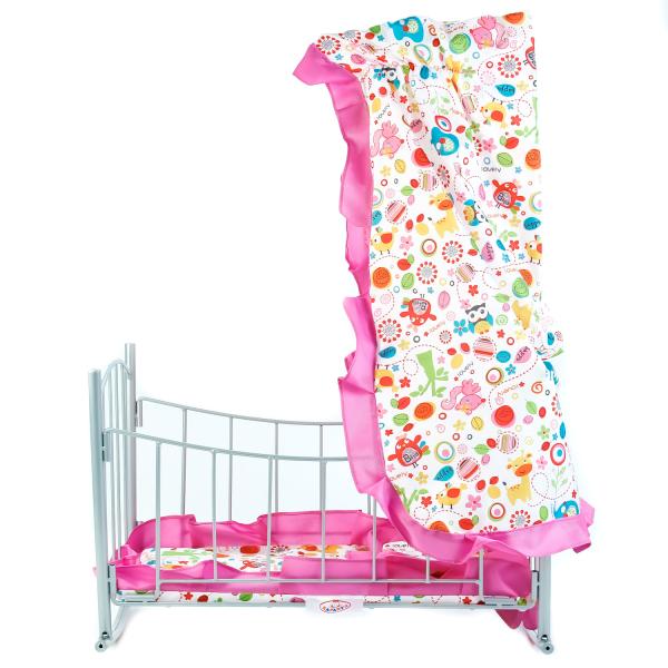Кроватка для кукол с балдахином, матрасом и подушкой  