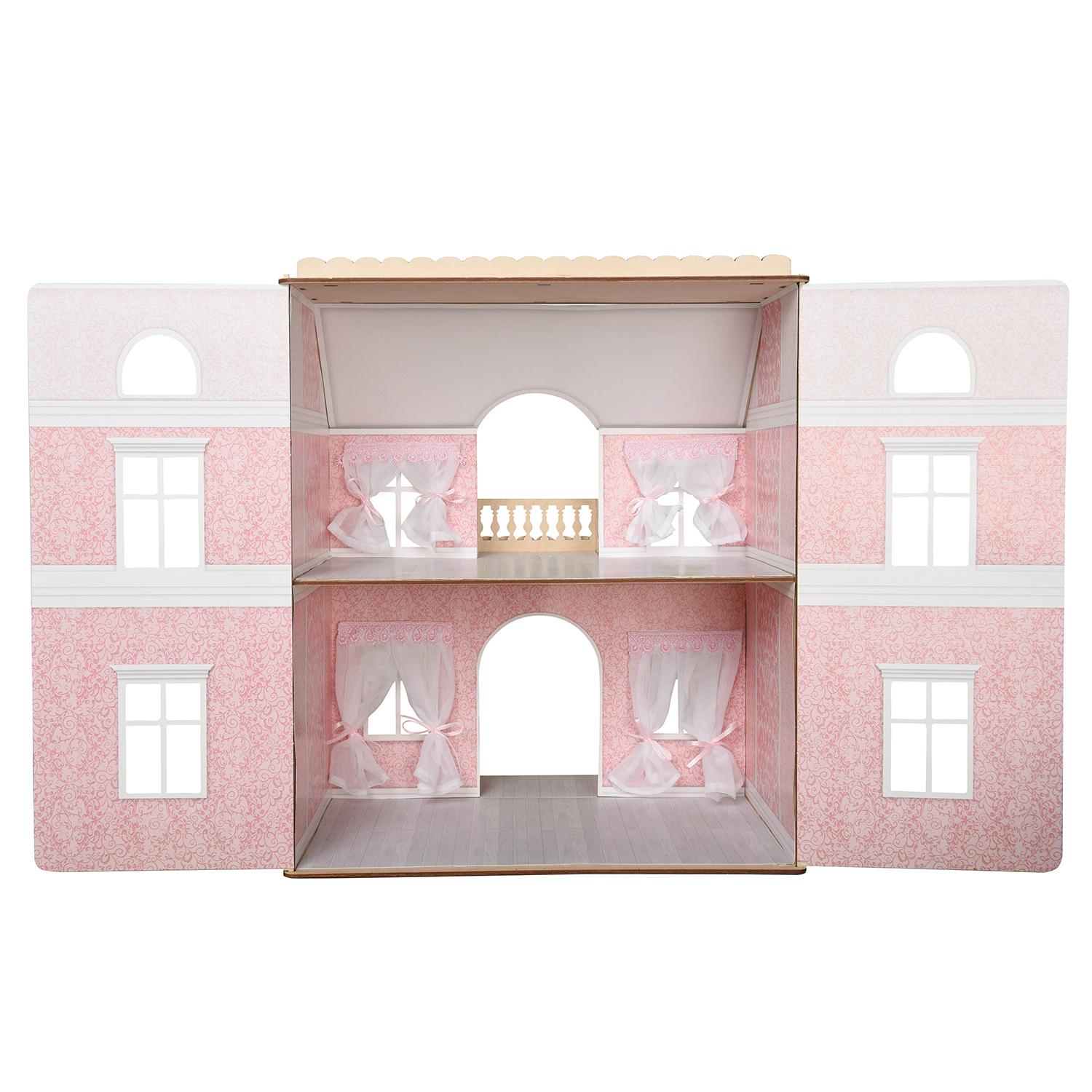 Набор для интерьера кукольного домика Одним прекрасным утром – Обои и ламинат, розовый  