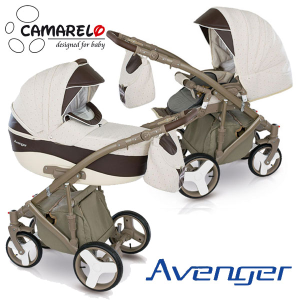 Детская коляска Camarelo Avenger Lux 2 в 1, бежево-коричневая  