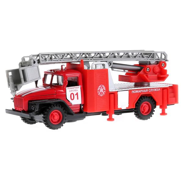 Машина Пожарная УРАЛ 15,5 см свет-звук открываются капот и двери инерционная металлическая  