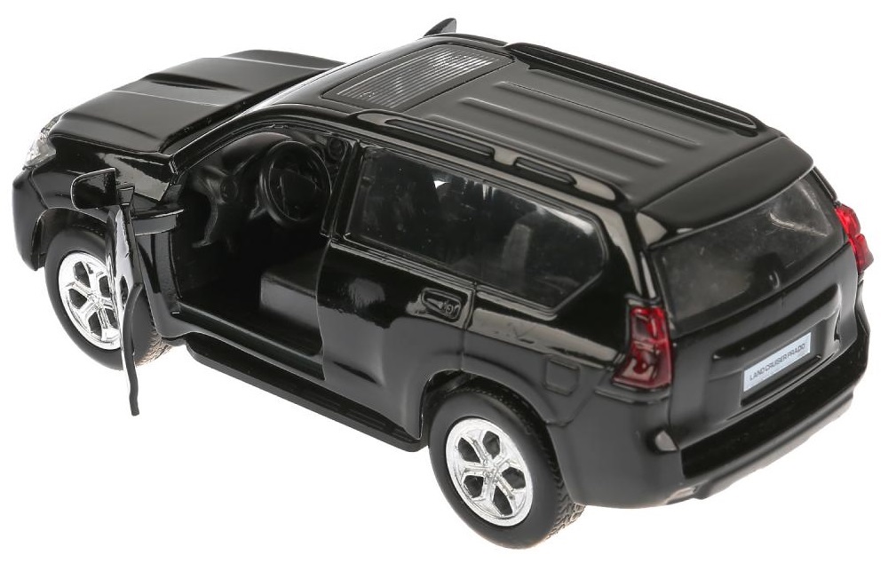 Металлическая инерционная модель – Toyota Prado, 12 см, открываются двери, черный, свет и звук  