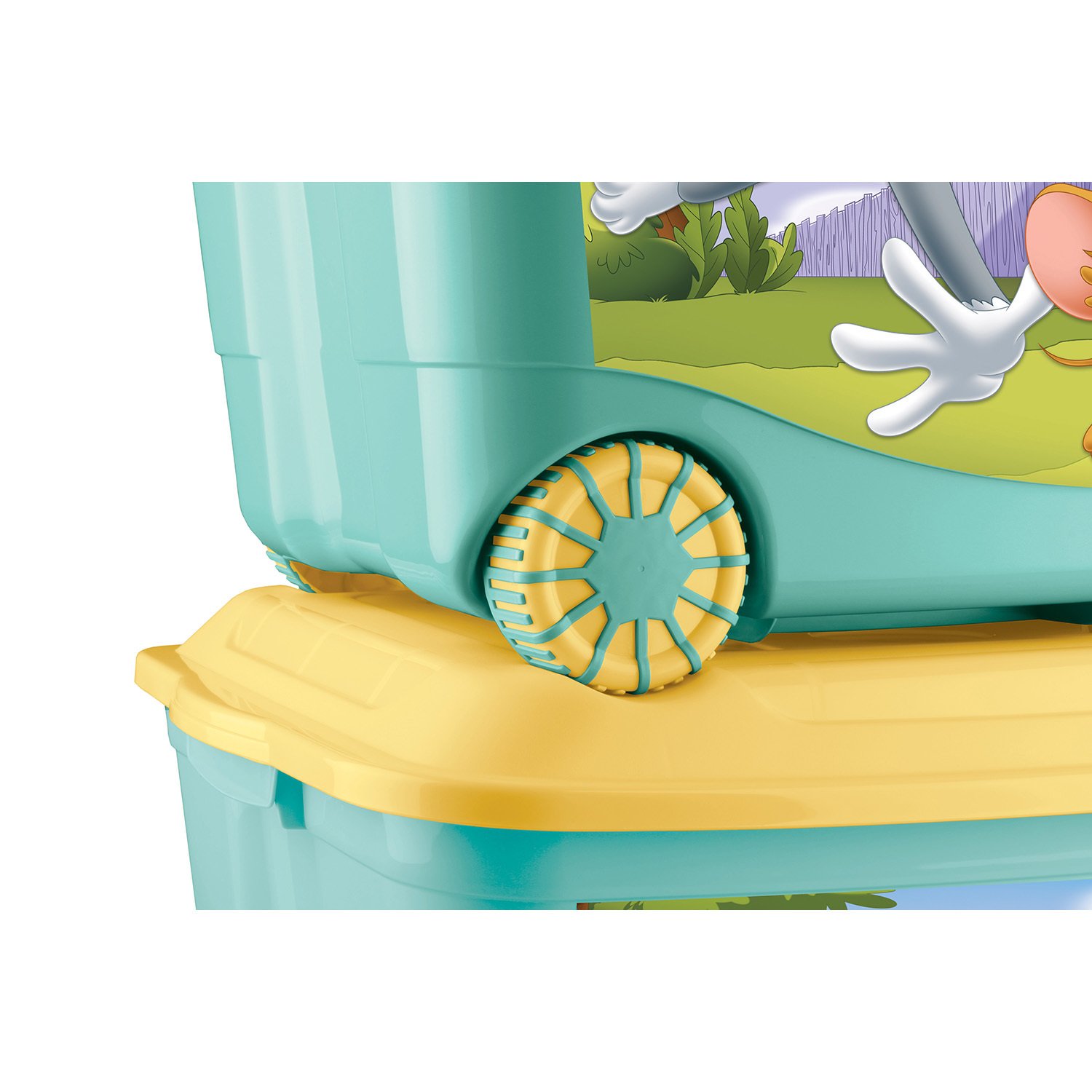 Ящик для игрушек на колесах с аппликацией - Том и Джерри, зеленый  