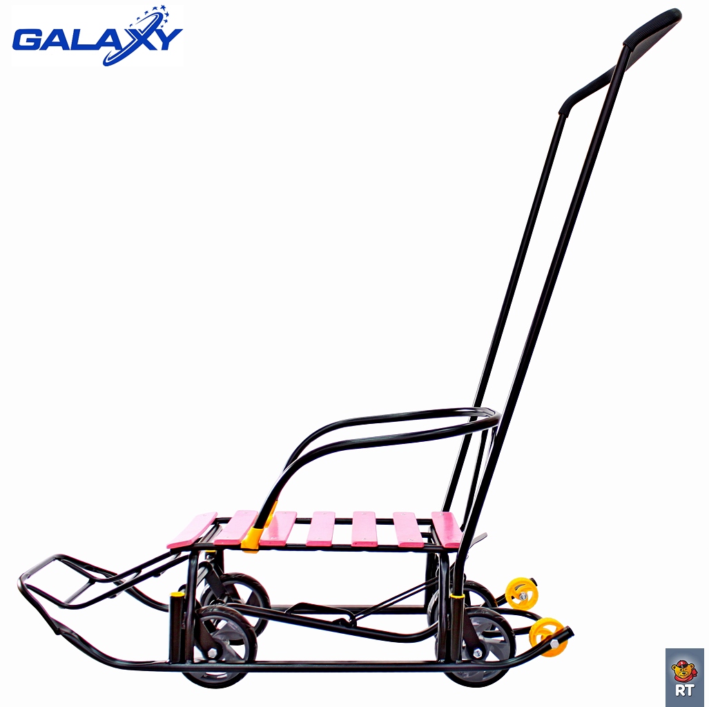 Снегомобиль Snow Galaxy Black Auto, розовые рейки на больших мягких колесах   