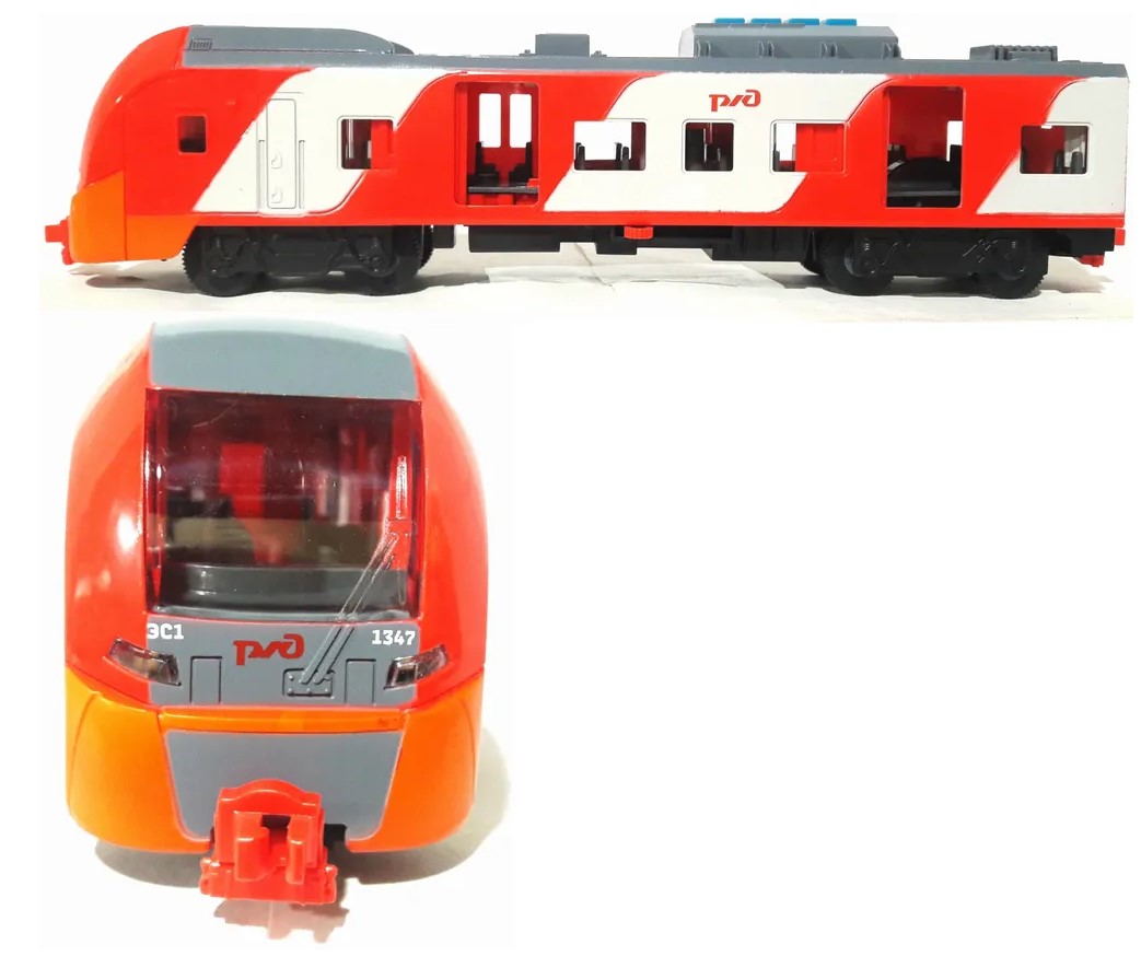 Модель Скоростной поезд Ласточка 32.5 см., свет и звук, двери открываются, пластиковый, красный  