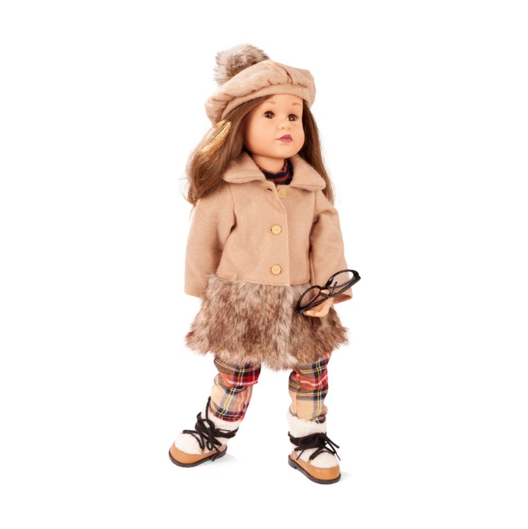 Кукла Фрида, шатенка в осеннем пальто, 50 см  
