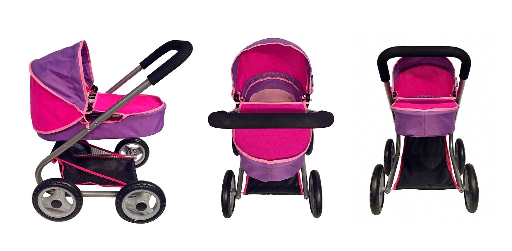 Кукольная коляска, цвет фиолетовый и фуксия  