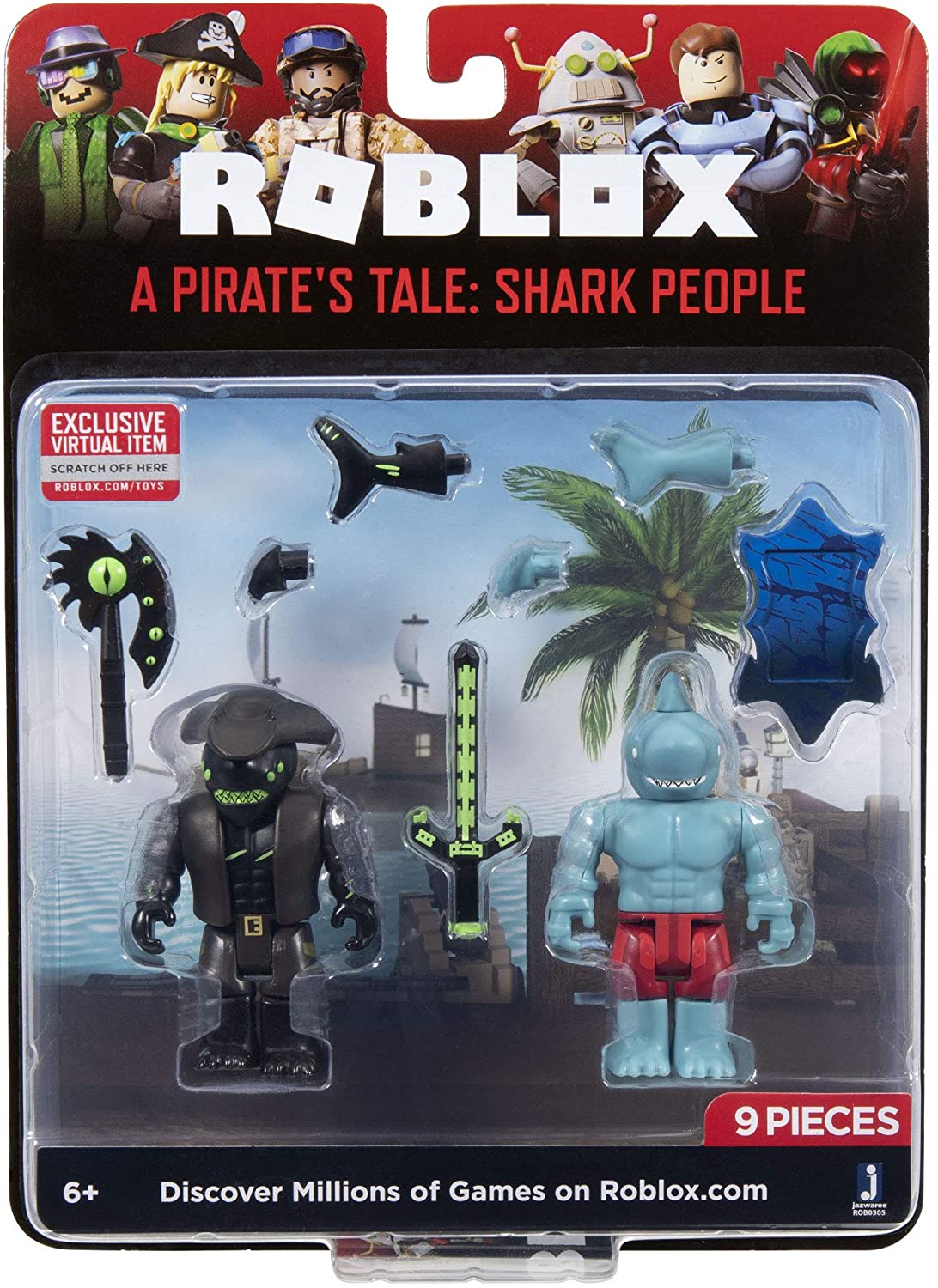 Игровой набор Roblox - Фигурки героев A Pirate's Tale: Shark People 2 штуки с аксессуарами  