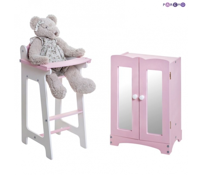 Набор кукольной мебели – Шкаф и стул, цвет розовый  