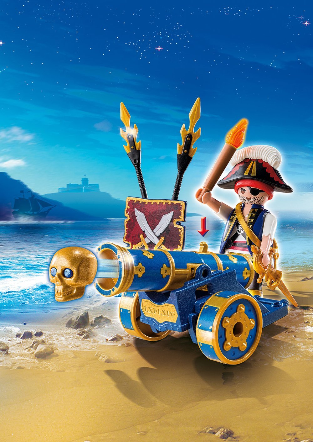 Игровой набор из серии Пираты - Синяя интерактивная пушка с офицером пиратов  