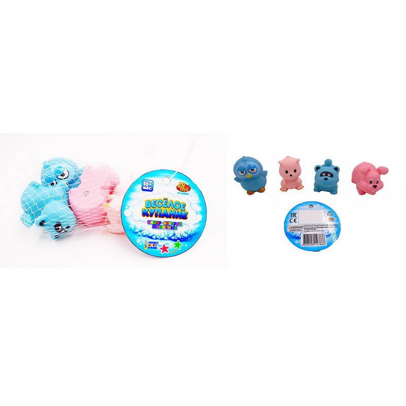 Набор резиновых животных для ванной - Веселое купание, 4 игрушки  